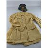 Image 1 : A French military canvas jacket, and a green felt shako