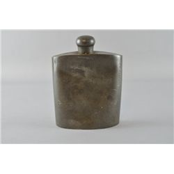 Pewter hip flask belonging to Lieut. H. Longmuir, 5th