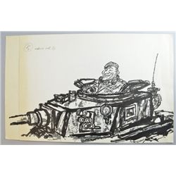 William "Bill" Hewison, cartoon soldier in his tank, 9"