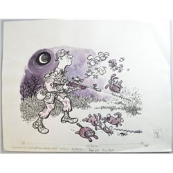 William "Bill" Hewison, cartoon pen and ink with colour