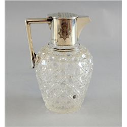 Edward VII silver mounted cut glass claret jug, the