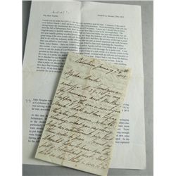 Crimean war interest letter from: Private John Douglas