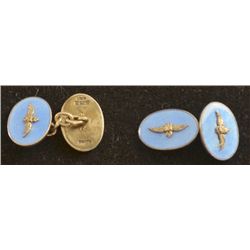 Pair of silver and blue enamelled RAF cufflinks with