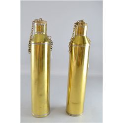 Trench Art, two brass shell cases, 14.5", formed in to