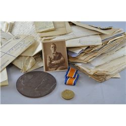 Memorial plaque and First World War medal for Lt