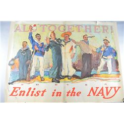 Enlist In The Navy World War I poster, 'All Together!',