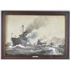 Image 2 : Ellis Silas, warships at sea in battle, watercolour,