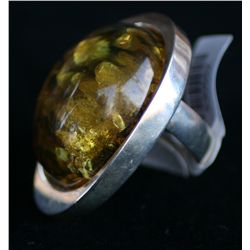 Sterling and Amber Ring