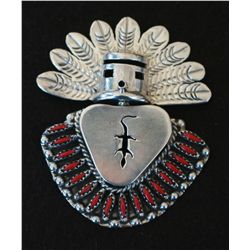 Zuni Mudhead Kachina Sterling Pin