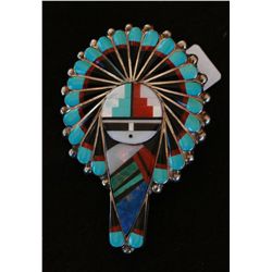 Zuni Silver sunface god Pin