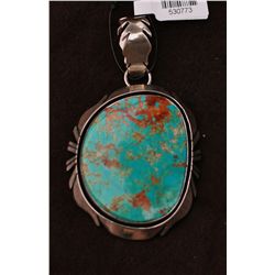 Large Sterling and  Turquois Pendant