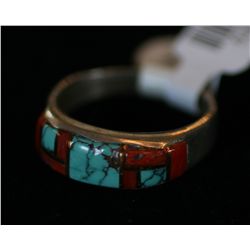 Zuni Sterling and Red Coral Ring