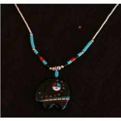 Zuni Obsidian Inlaid Pendant