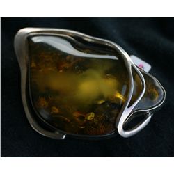 Large Amber Pendant Pin