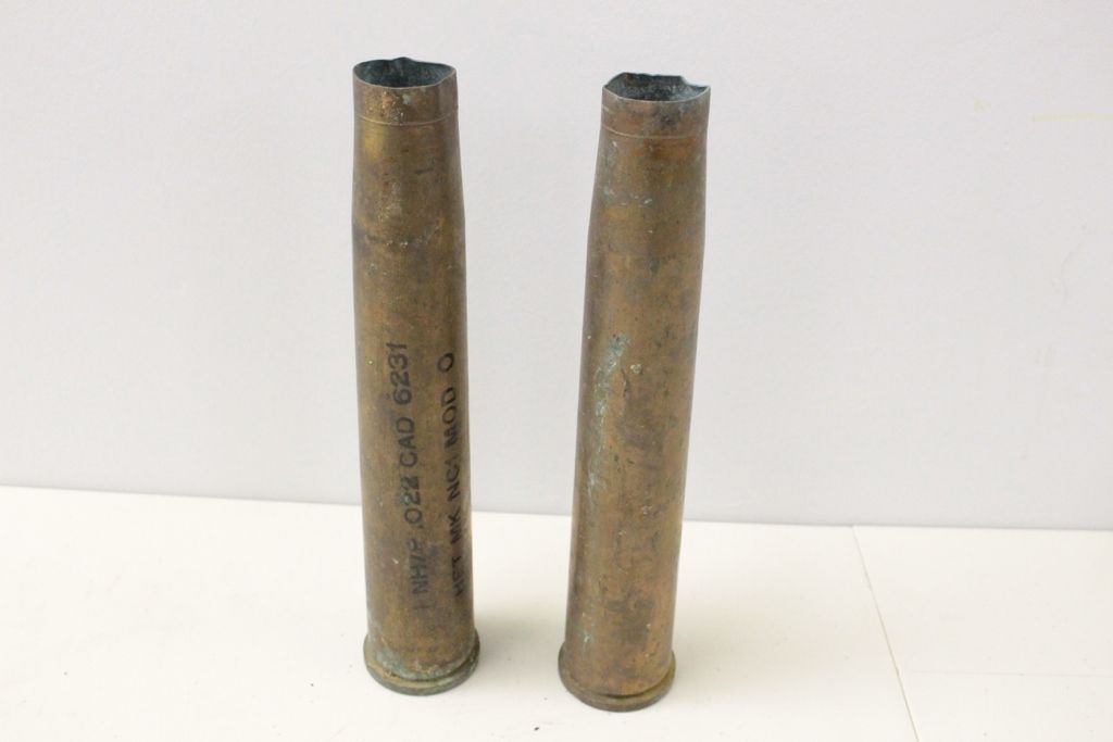 2 Vintage Copper Artillery Shell Casings (12" long)