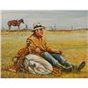 Image 1 : Simon Michael "Cowboy At Day's End" Oil On Canvas