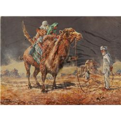 Simon Michael "Family On A Camel" Painting