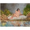 Image 1 : Simon Michael "Nude On A Towel" Oil On Canvas