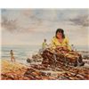 Image 1 : Simon Michael "Caught In The Surf" Oil On Canvas
