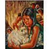 Image 2 : Simon Michael "Girl And Cat" Painting