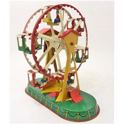 VINTAGE C. 1950'S GERMAN TIN LITHO WIND-UP FERRIS WHEEL