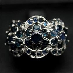 GOLD OVER STERLING SILVER BLUE SAPPHIRE RING SIZE 6.25