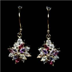 STERLING SILVER AMETHYST, RHODOLITE & GARNET EARRINGS