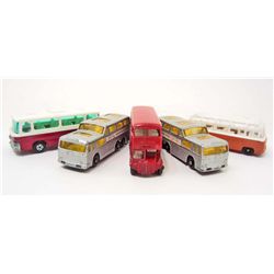 LOT OF 5 VINTAGE MATCHBOX TOY BUSES