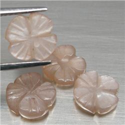 LOT OF 6.47 CTS BROWN INDIAN MOONSTONE FLOWERS 4 PCS