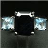 Image 1 : STERLING SILVER BLUE SAPPHIRE & BLUE TOPAZ RING SZ 7.5