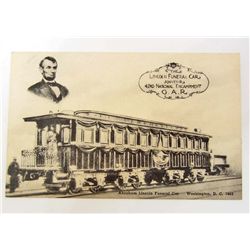 VINTAGE 1865 ABRAHAM LINCOLN FUNERAL CAR POSTCARD