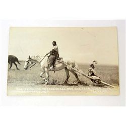 VINTAGE RPPC NATIVE AMERICAN INDIAN WOMEN & HORSE PHOTO POSTCARD