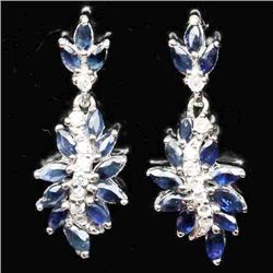 STERLING SILVER SAPPHIRE AND TOPAZ EARRINGS