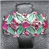 Image 1 : WHITE GOLD OVER STERLING SILVER RUBY & EMERALD RING