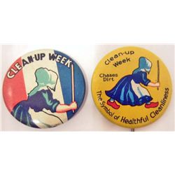 PAIR OF VINTAGE GERAGHTY & CO CELLULOID ADVERTISING PINS