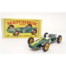 VINTAGE MATCHBOX #19 LOTUS RACING CAR IN ORIGINAL BOX