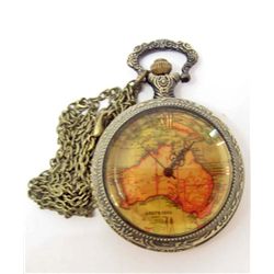 NEW AUSTRALIA MAP POCKET WATCH WITH CHAIN