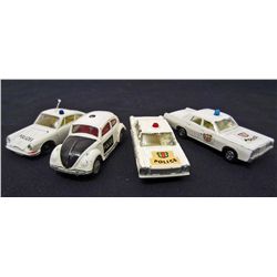 LOT OF 4 VINTAGE TOY POLICE CARS - MATCHBOX / HUSKY