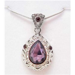 PLATINUM PLATED AUSTRIAN CRYSTAL PENDANT NECKLACE