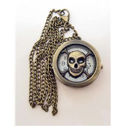 SKULL FACE POCKET NECKLACE WATCH