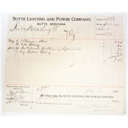 1900 BILLHEAD RECEIPT BUTTE LIGHTING & POWER COMPANY