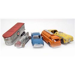 LOT OF 5 VINTAGE TOY VEHICLES - 3 ARE HUBLEY