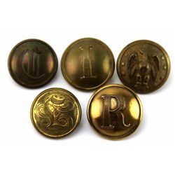 CIVIL WAR ERA CONFEDERATE STATES BUTTON LOT OF 5