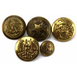 CIVIL WAR ERA CONFEDERATE STATES BUTTON LOT OF 5