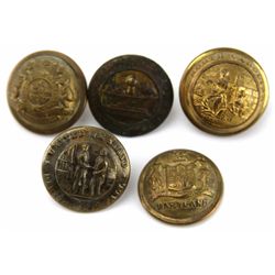CIVIL WAR ERA CONFEDERATE STATES BUTTON LOT OF 5