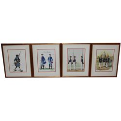 4 FRAMED EUROPEAN SOLDIER PRINTS