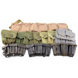 GROUPING OF CARTRIDGE & MAGAZINE CASES & GEAR