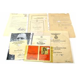WWII GERMAN MILITARY DOCUMENTS AND CERTIFICATES