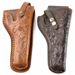 2 TOOLED LEATHER HOLSTERS SAA 5.5 INCH REVOLVERS
