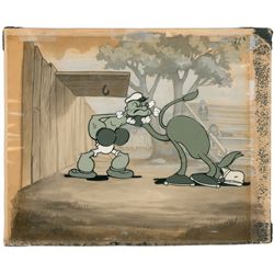 Popeye and Donkey production cel and production background from Let’s You and Him Fight